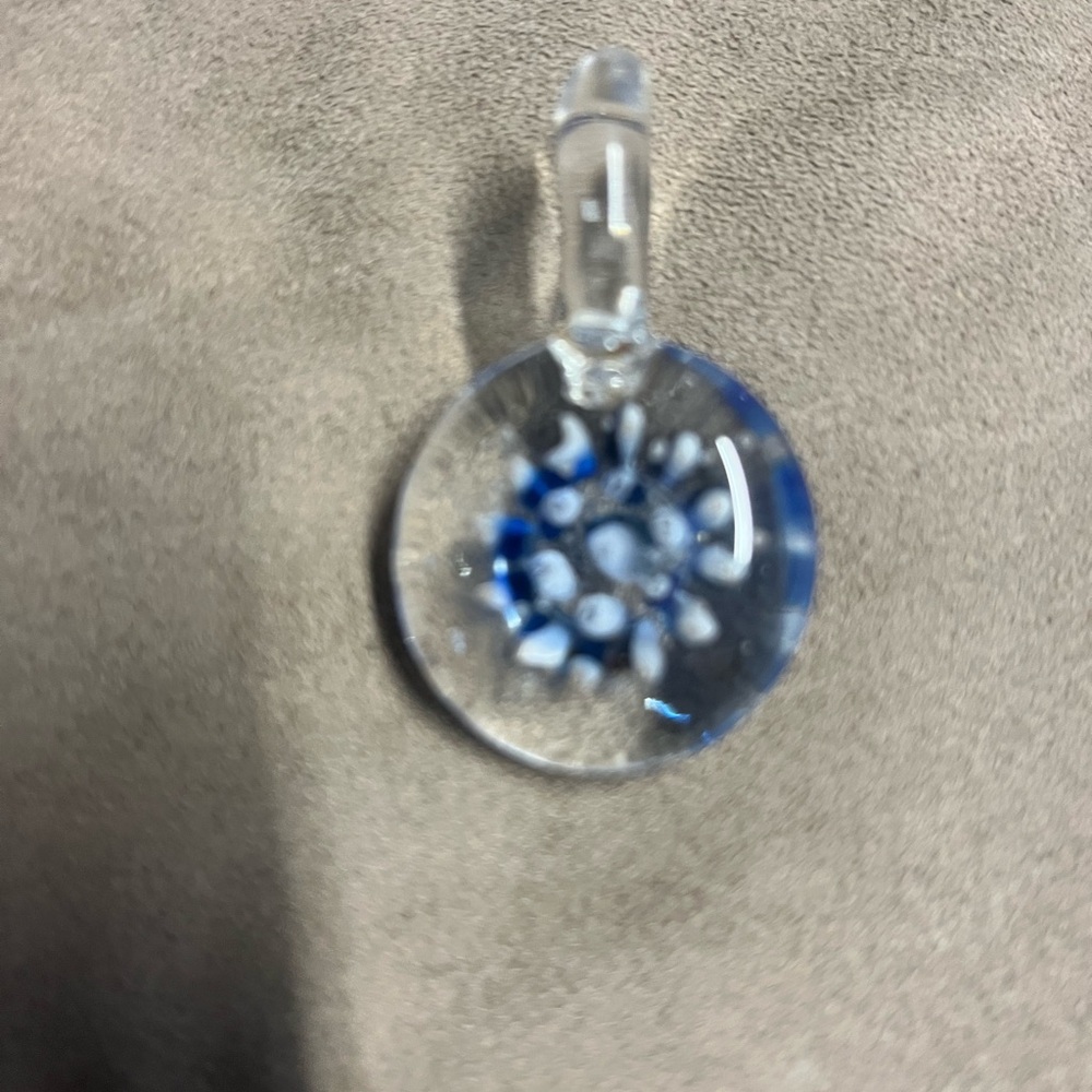 Glass Pendant with Blue and White Design